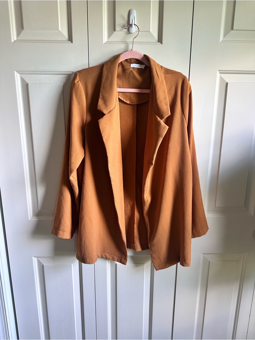 Size XL - Women’s Open-Front Caramel Blazer Jacket